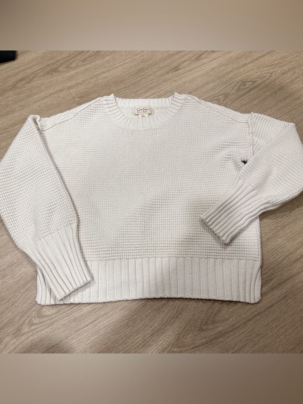 Jessica Simpson Cream Textured Crewneck Sweater